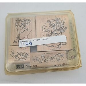 Stampin' Up! 2003 Snowy‎ Play Wood Mounted Rubber Stamp Set Junk Journaling